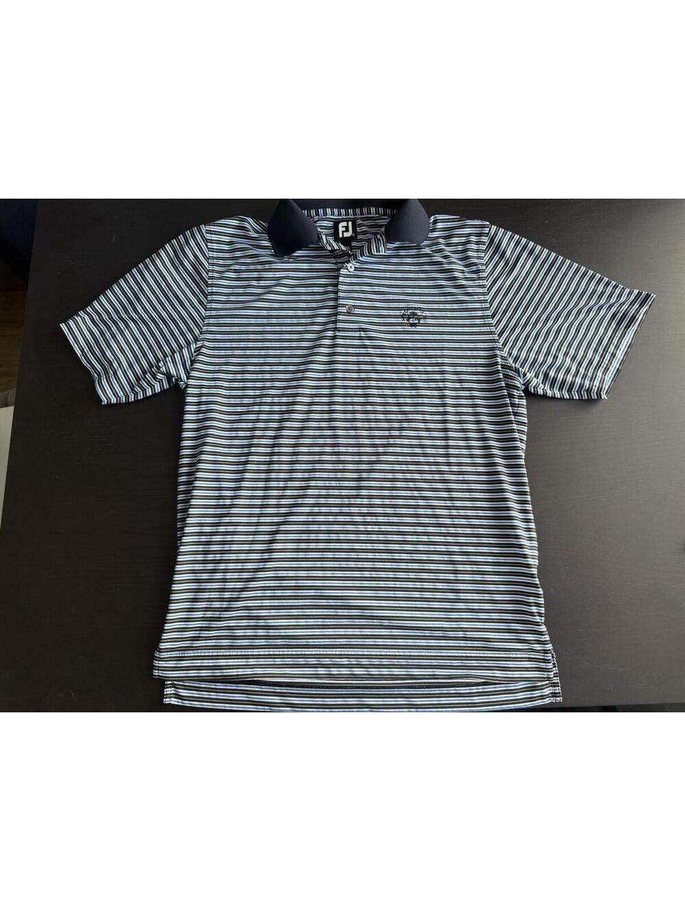 Men’s Foot Joy Polo Large Blue/Black Striped Spring Island Golf Club